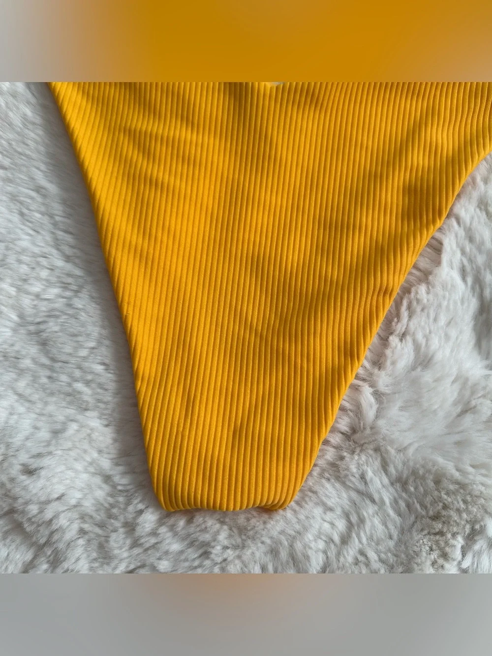 Frankie’s Bikinis Ruby Yellow Ribbed Bikini Bottoms in Squeeze/Mustard Yellow